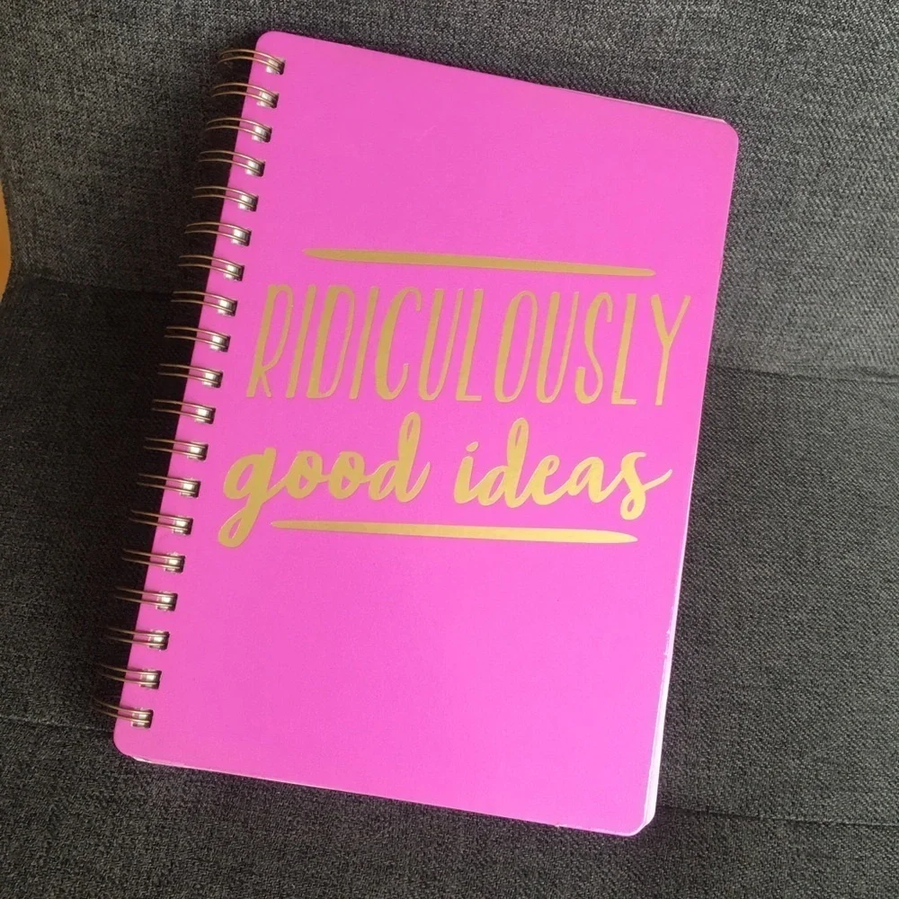 “RIDICULOUSLY good ideas” Spiral Bound, Lined Journal, Pink, White, 120 pages